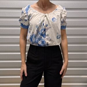 ooak BLOUSE made from a VINTAGE TABLECLOTH S